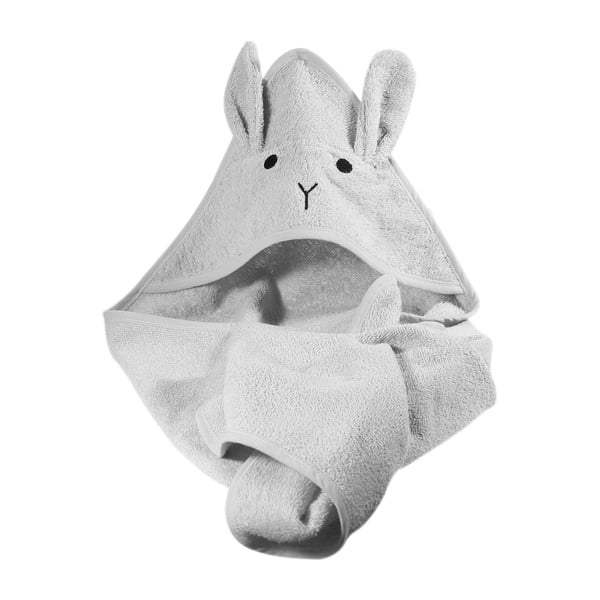 Siva bombažna otroška brisača s kapuco 76x76 cm Rabbit – Kindsgut-image-4