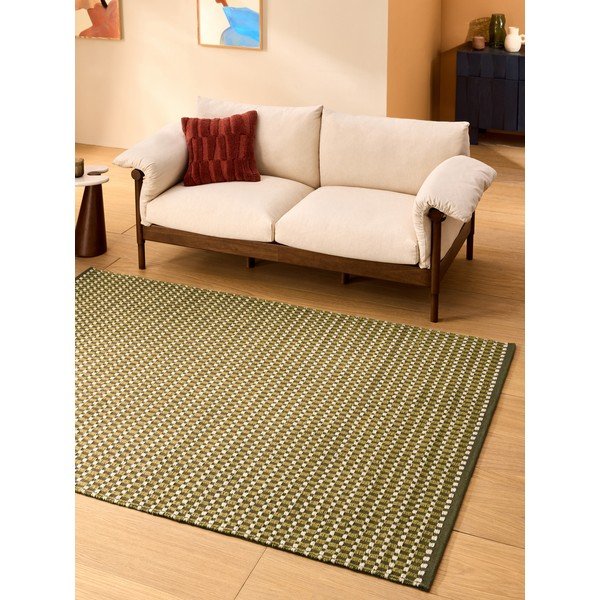 Kaki zelena ročno tkana preproga iz mešanice volne 200x290 cm Ember – MADE-image-1