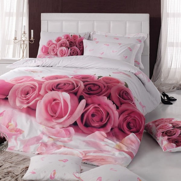 Rožnata bombažna rjuha za zakonsko posteljo Darling, 200 x 220 cm