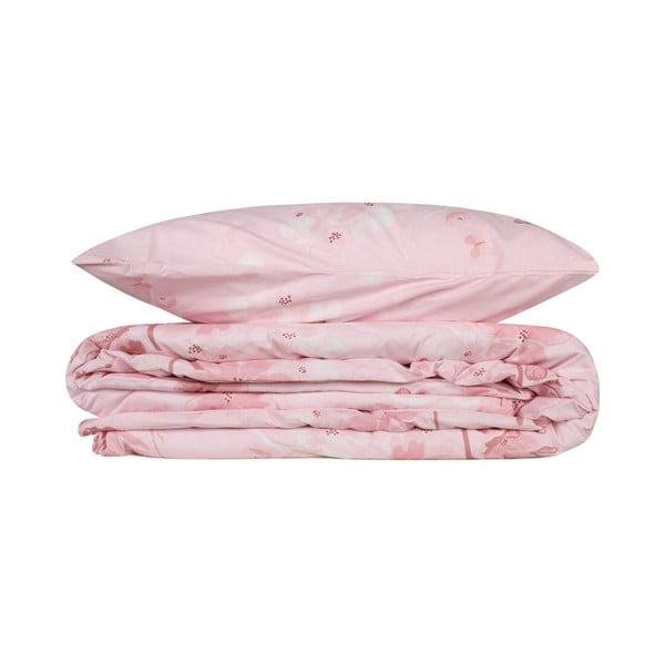 Rožnata enojna posteljnina iz renforce bombaža 140x200 cm Elena – Mijolnir