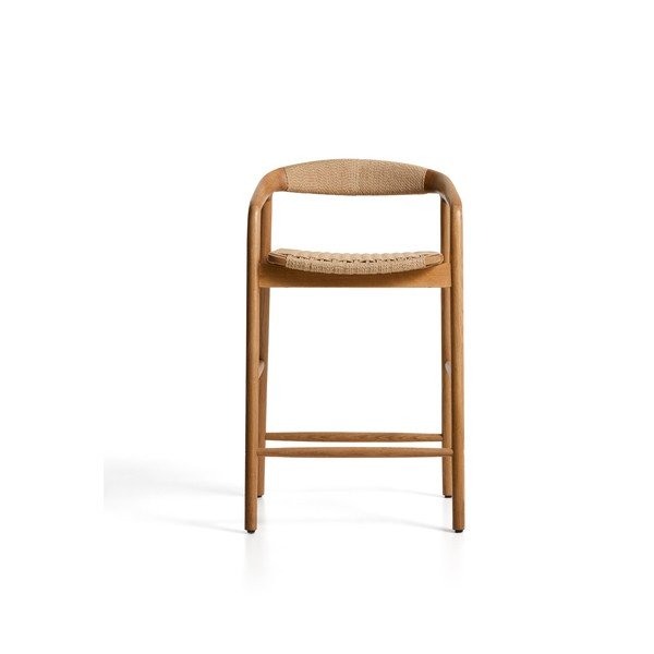 Barski stol z nasloni za roke iz masivnega hrasta v naravni barvi (višina sedeža 65 cm) Derile – Kave Home-image-3