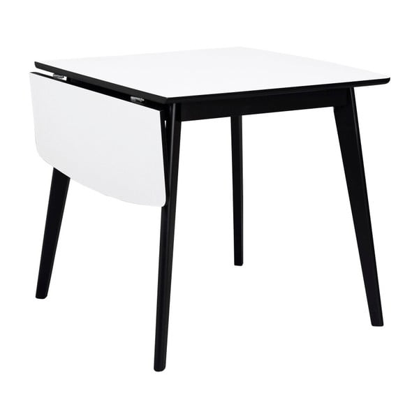Črno-bela jedilna miza z raztegljivim vrhom Rowico Olivia, dolžina 80 + 30 cm