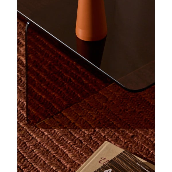 Rjava steklena mizica 60x120 cm Zaren – Kave Home-image-2