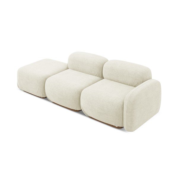 Kremno bel ležalnik iz tkanine bouclé (levi kot) Ailani – Makamii-image-3