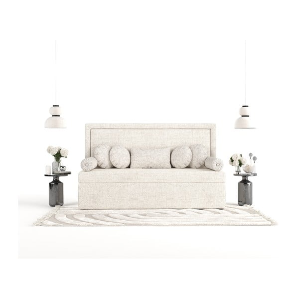 Kremno bela oblazinjena postelja 90x200 cm Scala – Maison de Rêve-image-4