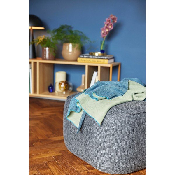 Modro-zelena bombažna odeja Hübsch Cozy, 130 x 200 cm-image-1