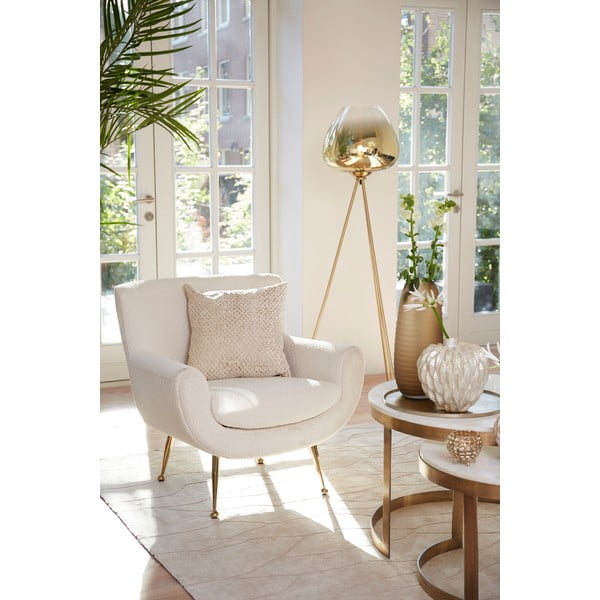 Kremno bel fotelj iz tkanine bouclé Vinstra – Light & Living-image-1