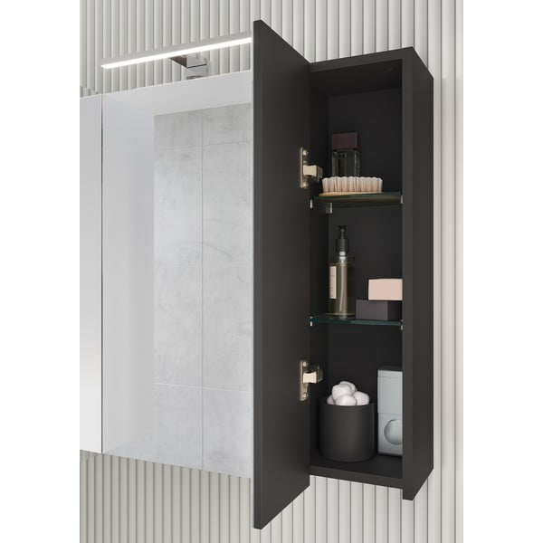 Temno siva kopalniška omarica z ogledalom 76x71 cm - Germania-image-1