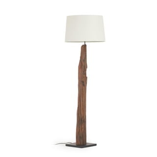 Bela/rjava stoječa svetilka s tekstilnim senčilom (višina 175 cm) Powell – Kave Home