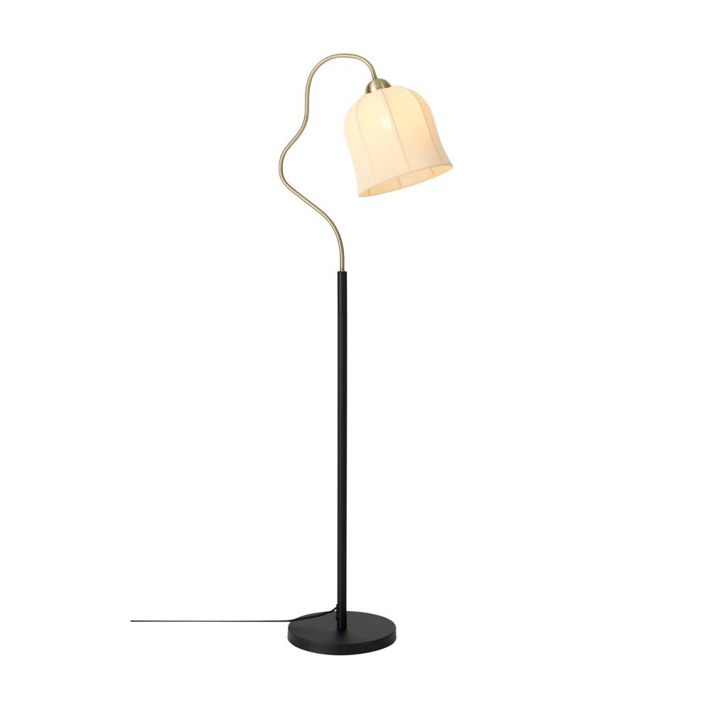 Bela/črna tekstilna stoječa svetilka (višina 150 cm) Bell