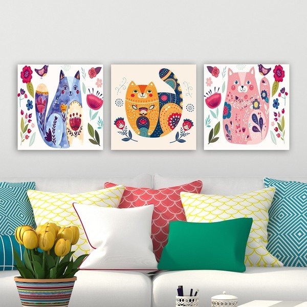 Otroške slike v kompletu 3 ks 30x30 cm Cats – Wallity-image-1