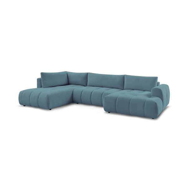 Modra raztegljiva/s prostorom za shranjevanje kotna sedežna garnitura (levi kot/v obliki črke "U") Fuji – Bobochic Paris-image-3