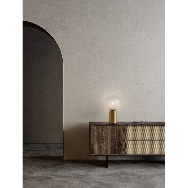 Bela/v zlati barvi steklena namizna svetilka (višina 35,5 cm) Vita – Nova Luce-image-1