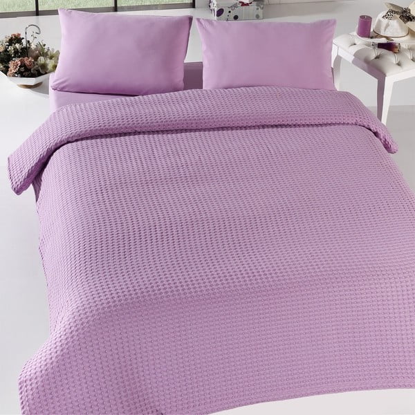 Lahka posteljna pregrinjala Pique Bürümcük Lilac, 200 x 240 cm