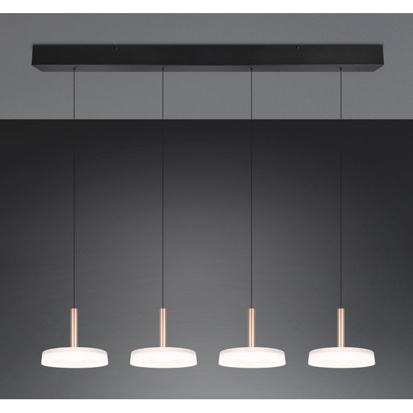 Črno-bela in zlata LED zatemnitvena viseča svetilka s steklenim senčilom Celeste – Trio-image-1