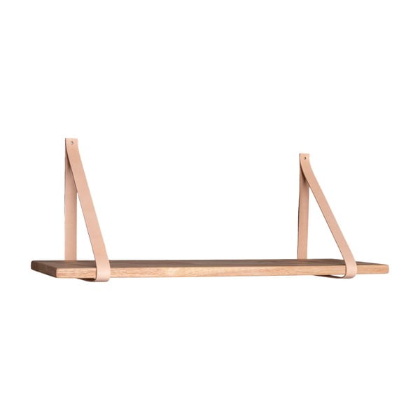 Lesena polica z rjavimi usnjenimi ročaji House Nordic Forno, 80 x 20 cm-image-1