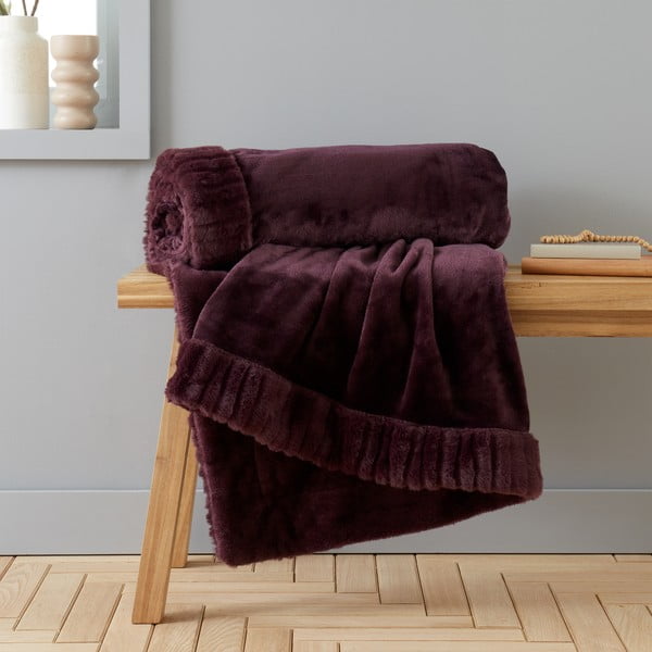Temno vijolična odeja iz mikropliša 150x200 cm Velvet and Faux Fur – Catherine Lansfield-image-1