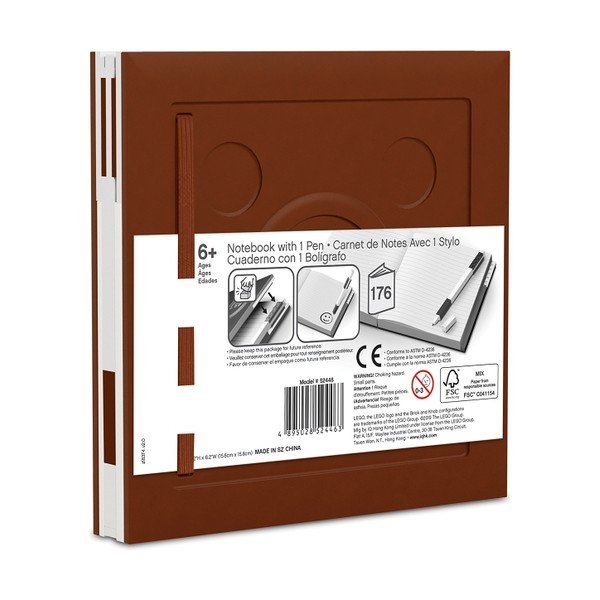 Rjava kvadratna beležnica z gel pisalom LEGO®, 15,9 x 15,9 cm-image-2