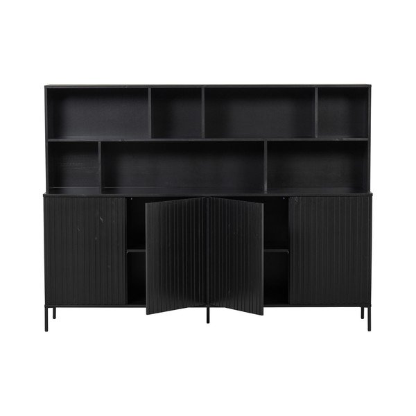 Črn regal iz masivnega bora 200x150x44 cm Gravure – WOOOD-image-3