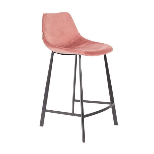Komplet 2 rožnatih barskih stolov z žametnim oblazinjenjem Dutchbone, višina 91 cm