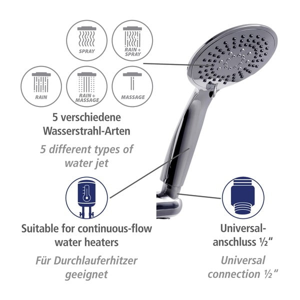 Tuš garnitura iz nerjavečega jekla v sijajno srebrni barvi 66 cm Young – Wenko-image-4