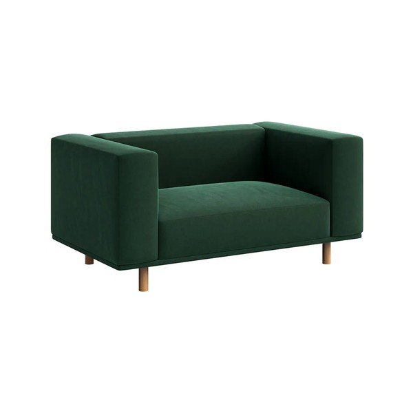 Temno zelen žameten fotelj Kukumo – Ame Yens