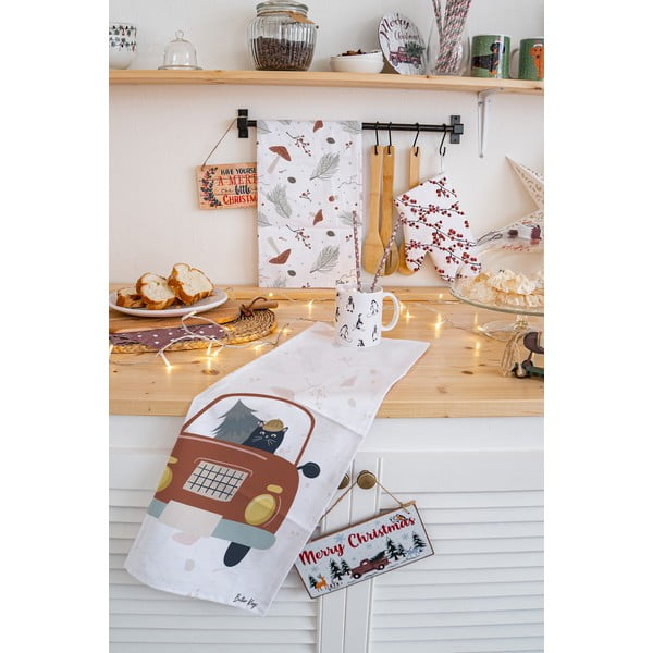 Bombažne kuhinjske krpe v kompletu 2 ks z božičnim motivom 50x70 cm Toadstools – Butter Kings-image-1