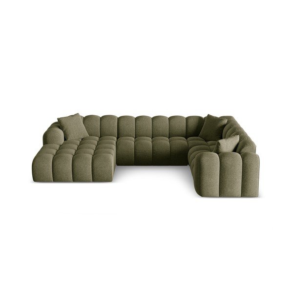Zelena kotna sedežna garnitura iz šenilje (desni kot/v obliki črke "U") Treno – Cosmopolitan Design