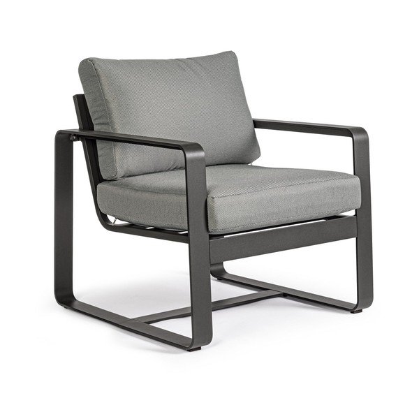 Siv kovinski vrtni fotelj Merrigan   – Bizzotto