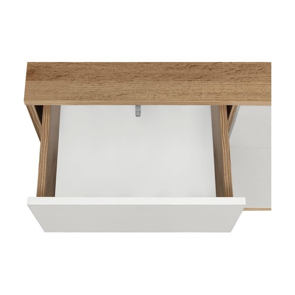 Bela/v naravni barvi vitrina v hrastovem dekorju 84x165 cm Skandi – Støraa-image-3