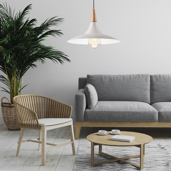 Bela viseča svetilka s kovinskim senčilom ø 30 cm Ufo – LAMKUR-image-1