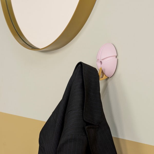 Svetlo rožnat/v zlati barvi plastičen stenski obešalnik Tick – Spinder Design-image-3