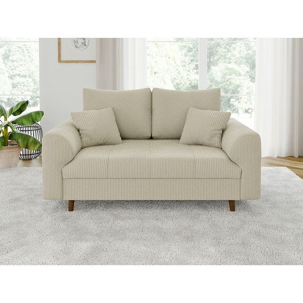 Bež sedežna garnitura iz rebrastega žameta 150 cm Ariella – Ropez-image-1