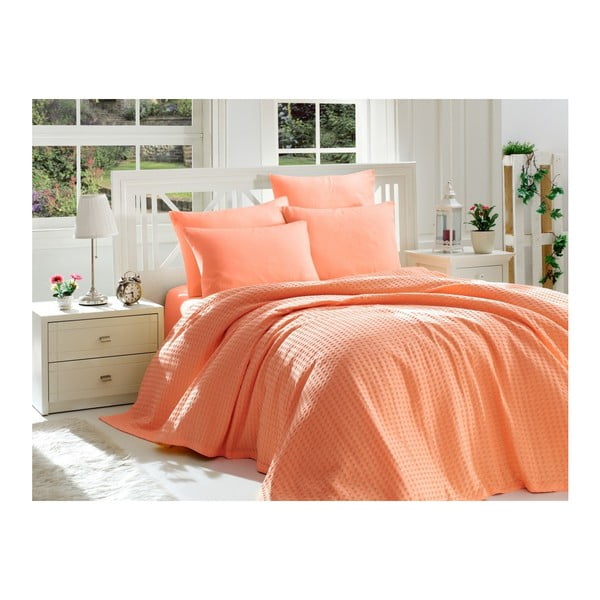 Oranžna bombažna posteljnina za zakonsko posteljo, 220 x 240 cm