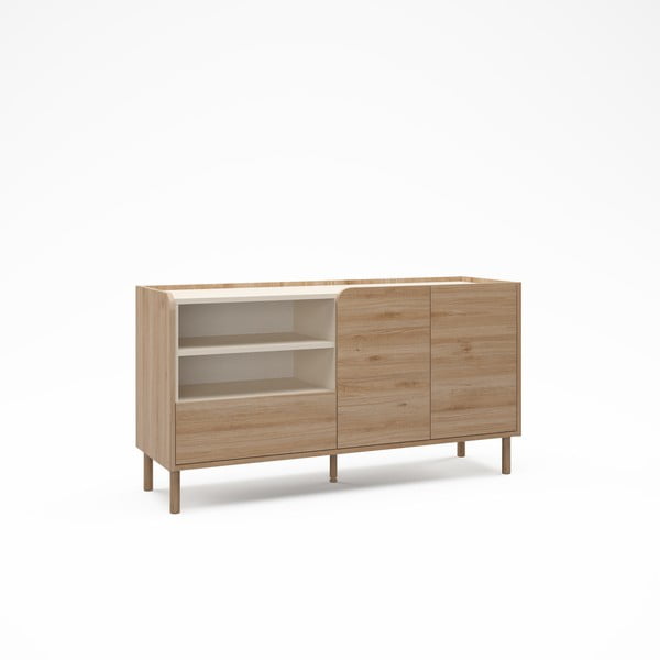 Komoda v hrastovem dekorju v naravni barvi 141x75,5x44 cm Monza – Marckeric-image-3