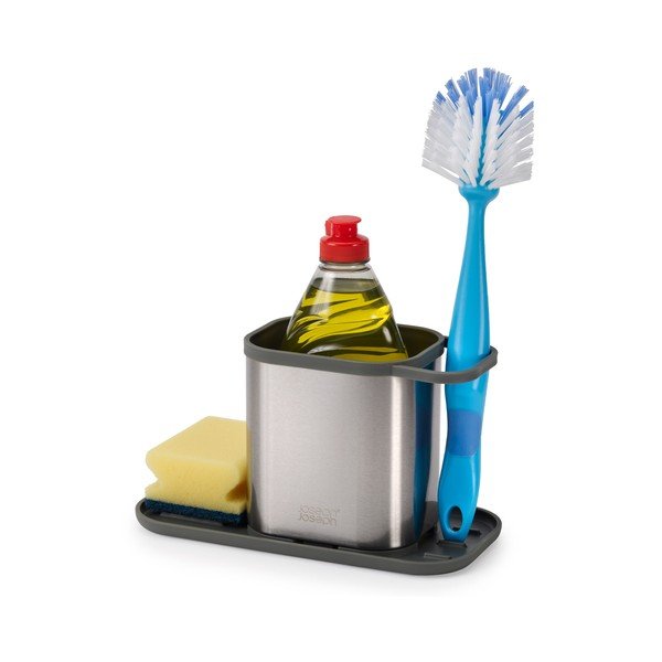 Kovinsko držalo za detergent v sijajno srebrni barvi Duo Steel – Joseph Joseph