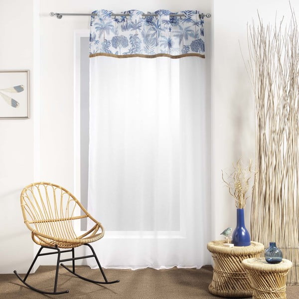 Bela in modra prosojna zavesa iz tančice 140x240 cm Amazonia – douceur d'intérieur-image-1