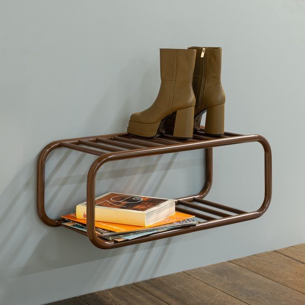 Temno rjava kovinska stenska omarica za čevlje 72x28x35 cm Retro – Spinder Design-image-4