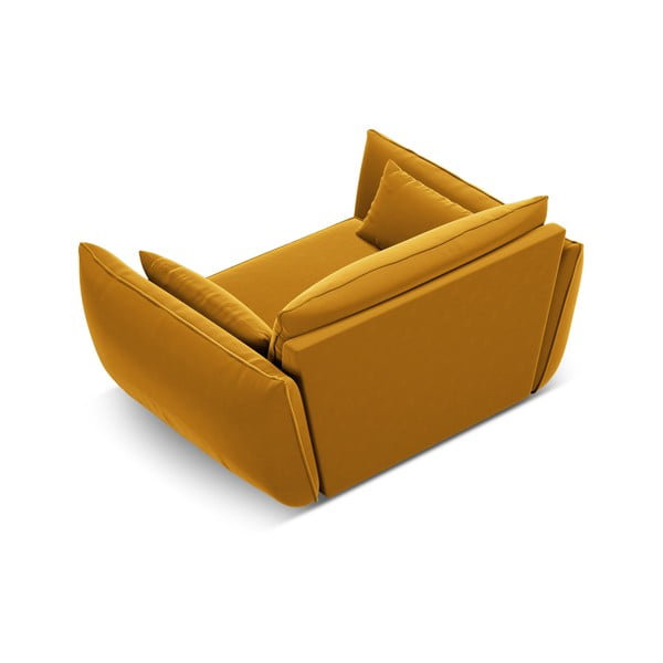 Gorčično rumen žameten fotelj Vanda – Mazzini Sofas-image-3