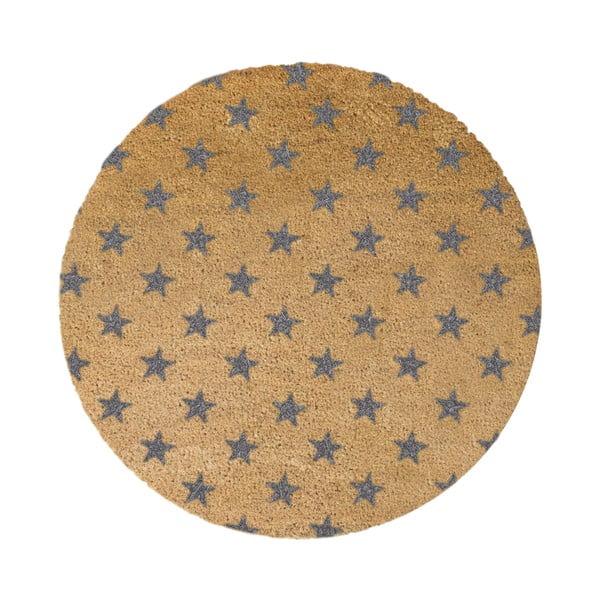 Siva okrogla preproga iz naravnega kokosovega vlakna Artsy Doormats Stars, ⌀ 70 cm