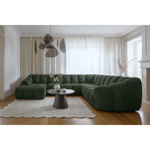 Temno zelena kotna sedežna garnitura (desni kot/v obliki črke "U") Shell – Miuform-image-1