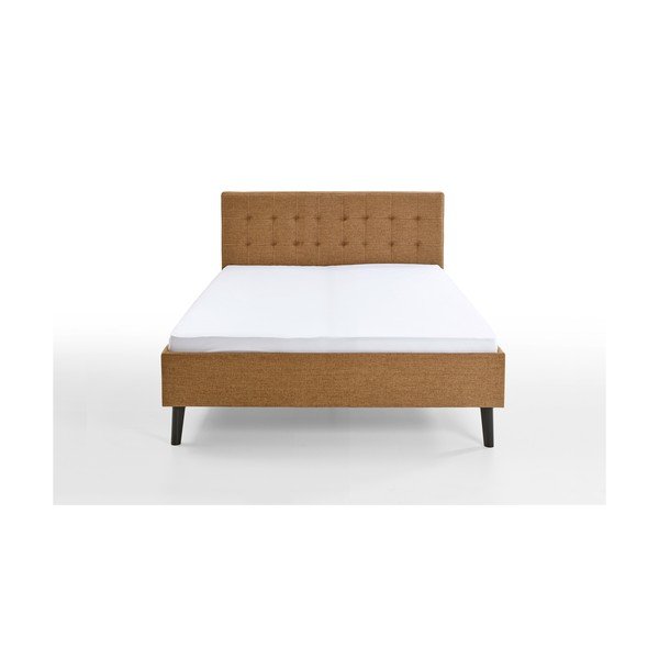 Rjava oblazinjena zakonska postelja brez letvenega dna 140x200 cm Empire – Meise Möbel-image-3