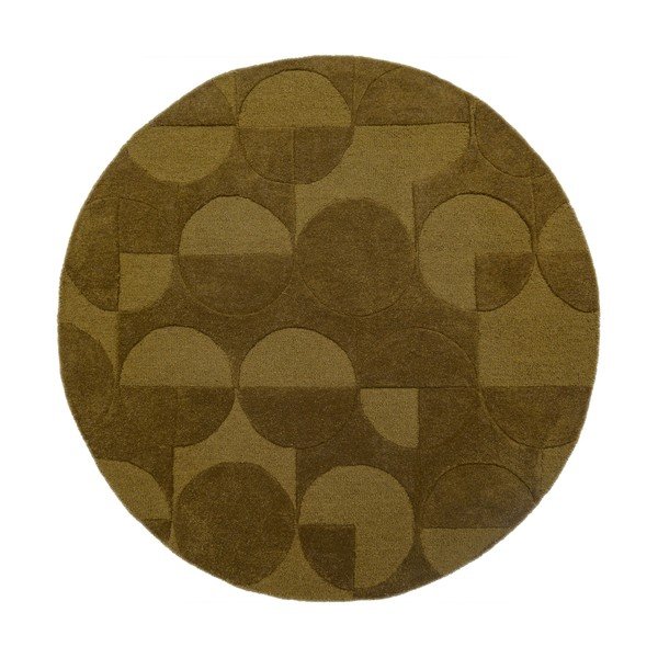 Temno zelena ročno tkana volnena okrogla preproga ø 160 cm Gigi – Flair Rugs