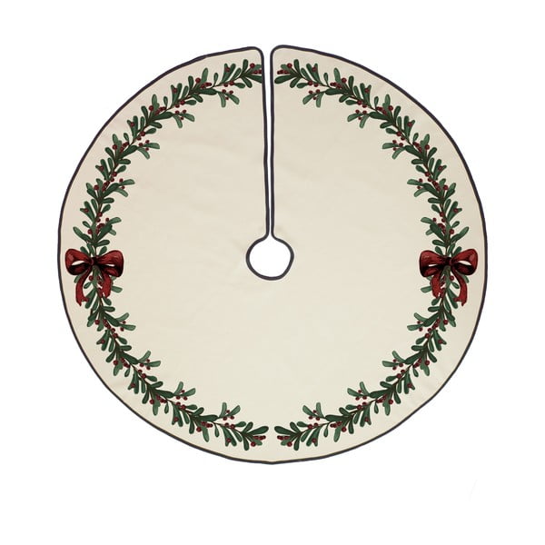 Kremno bela pralna okrogla preproga za pod jelko z božičnim motivom ø 130 cm – Butter Kings