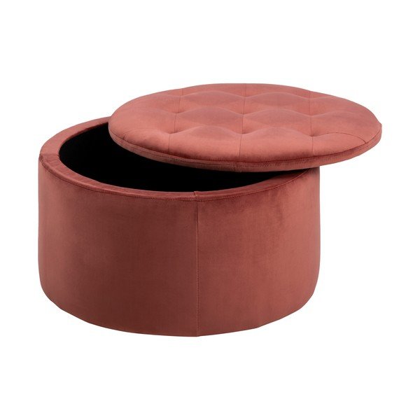 Koralno rožnat žameten puf Actona Retina, ⌀ 60 cm-image-4