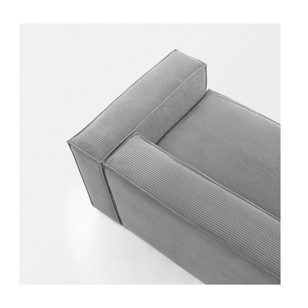 Siva sedežna garnitura iz rebrastega žameta 240 cm Blok – Kave Home-image-1