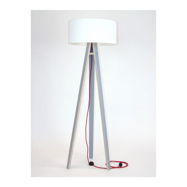 Siva talna svetilka z belim senčnikom in rdečim kablom Ragaba Wanda