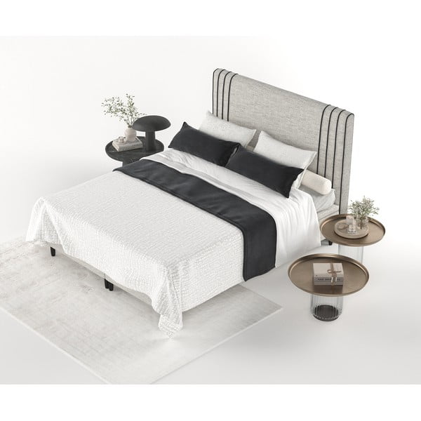 Svetlo siva oblazinjena zakonska postelja s prostorom za shranjevanje 200x200 cm Musca – Maison de Rêve-image-4