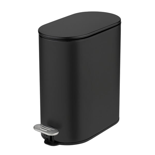 Mat črn jeklen koš za smeti s pedalom 5 l Collungo – Wenko