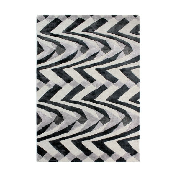 Črno-siva ročno tkana preproga Flair Rugs Jazz, 120 x 170 cm